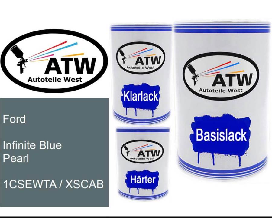 Ford, Infinite Blue Pearl, 1CSEWTA / XSCAB: 500ml Lackdose + 500ml Klarlack + 250ml Härter - Set, von ATW Autoteile West.
